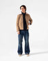 STRIPED FAUX LEATHER ZIPPER JACKET